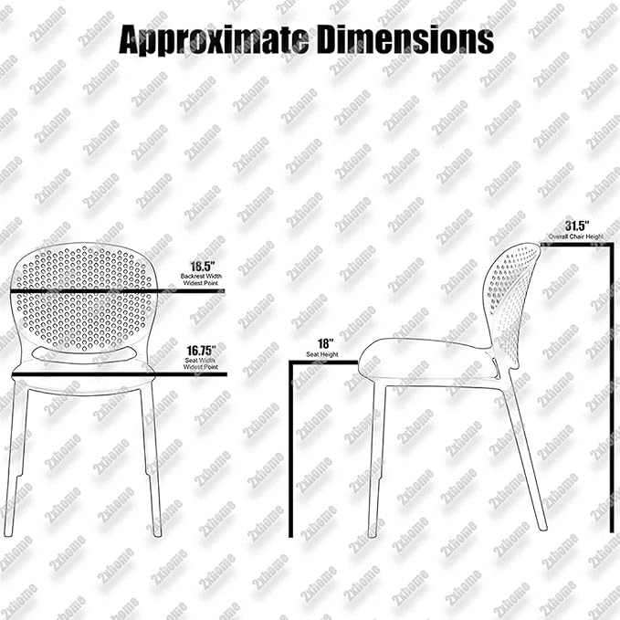 2xhome Patio Dining Chair | Modern Stackable Outdoor Pool Side Chair | Weather - Image 3