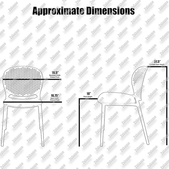 2xhome Modern Pool Patio Chair, Stackable Dining Side Chair - Image 4