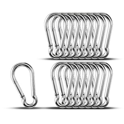 Small Carabiner Clip Hooks, 15pcs 1.97 inch Carabiners Heavy Duty, 304 Stainless Steel Spring Snap Hook Fits Camping Hiking, Metal Clips for Rope Chain Keys Rings