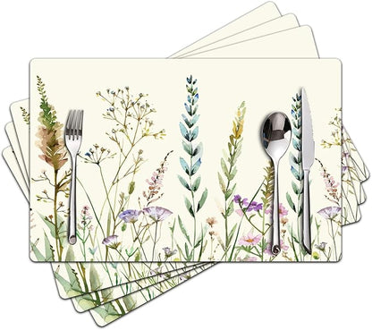 Placemats Set of 4 - Faux Leather Heat Resistant Placemats for Dinner Table, Non-Slip Waterproof Oil-Proof Washable Reusable Placemat for Indoor Outdoor Kitchen Decor, 15.75In*11.81In