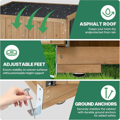 Ketive Outdoor Storage Cabinet, Tall Tool Garden Cabinet - Image 5