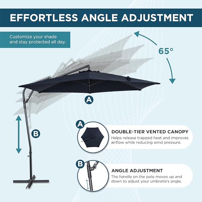 10FT Outdoor Offset Umbrella, Cantilever Patio Umbrella - Image 3