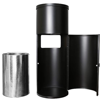 Black Stainless Steel Floor Stand Wipe Dispenser with Built-in Trash Can - Fits Wipes on Rolls - Perfect for Fitness Clubs, Schools/Daycares, Commercial and Residential Facilities