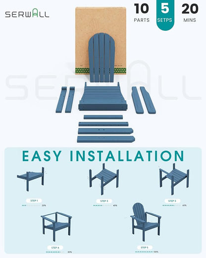 SERWALL HDPE Stackable Adirondack Chair, Space-Saving - Image 8