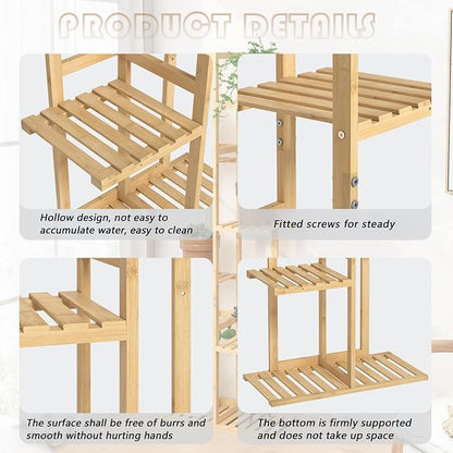 Laiensia Bamboo Plant Stand Rack 6 Tier, Indoor&Outdoor Planter Display Shelves - Image 8