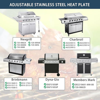 Universal replacement heavy duty adjustable heat plate shield,Burner cover,Flavorizer bar,heat Tent,Flamer tamer for gas grill models,Extends from 11.75"up to 21"L (Porcelain Steel, 6 Pack)