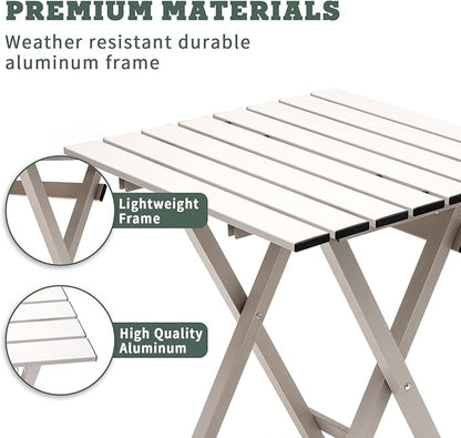 SUNNYFEEL Folding Camping Table - Lightweight Aluminum Portable Picnic Table, 18.5L x 18.5W x 24.5H Inch for Cooking, Beach, Hiking, Travel, Fishing, BBQ, Indoor Outdoor Small Foldable Camp Tables
