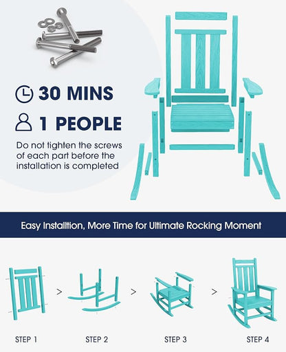 Oversized Outdoor Rocking Chair, HDPE Patio Rockers, Aruba | | All-Weather - Image 7