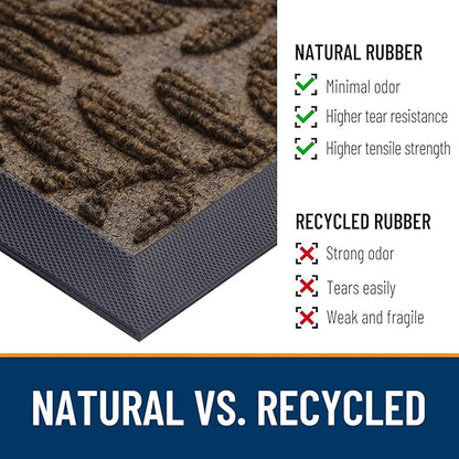 OLANLY Door Mat Indoor Outdoor Entrance, 47x32, Waterproof All-Weather All-Season Doormat, Sturdy Natural Rubber, Stain and Fade Resistant, Low Profile, Easy Clean Patio Entryway Mat, Medium Brown