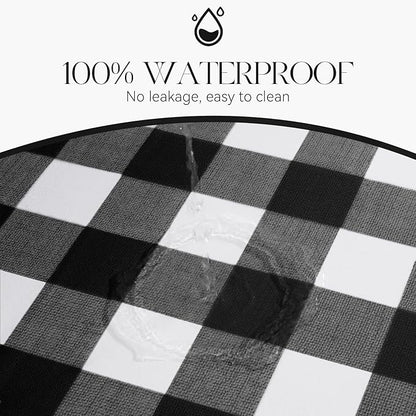 MOSAYT Rectangle Vinyl Tablecloth, 100% Waterproof Buffalo Gingham Plastic Table Cloth, Heavy Duty Wipeable Table Covers for Picnic, Outdoor, Camping - 54 x 54, Black