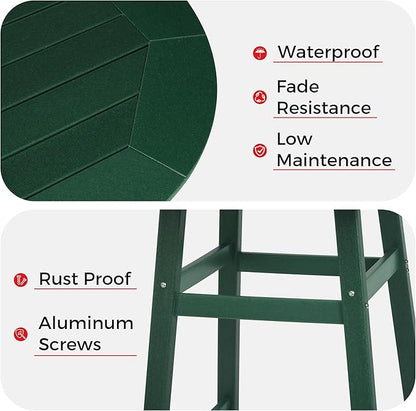 Costaelm Patio Bistro Table, 37" Counter Height Round Patio Cocktail Bar Table with Umbrella Hole, Outdoor Bistro Dining Pub Table for Front Porch Deck Backyard Garden, Dark Green