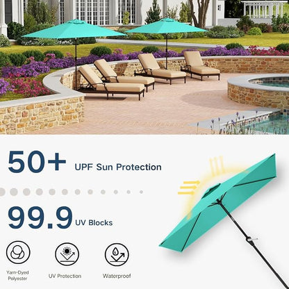 6.5' x 10' Rectangular Patio Umbrella Large Outdoor Market Umbrella w/ UV - Image 6