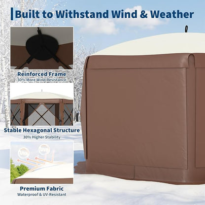 13FT Pop-Up Gazebo Tent with Mesh Netting & Removable Wind Cloths | Outdoor - Image 2