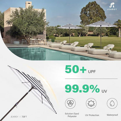 JEAREY 7.5 ft Outdoor Patio Umbrella, Table Umbrella, Tilt & Crank lift - Image 5