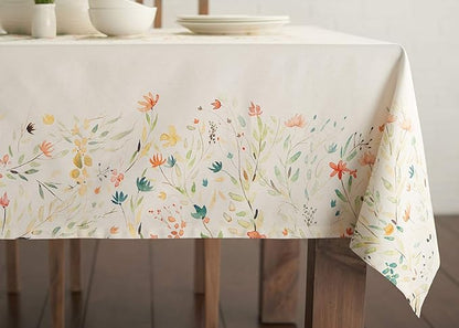Maison d' Hermine Table Cloth Rectangle Table 100% Cotton 60 x 90 Inches Tablecloth Reusable Decorative Everyday Use for Dining Room, Farmhouse, Home, Party, Festive & Wedding Spring Summer - Colmar