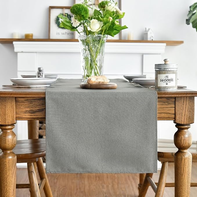 Artoid Mode Light Grey Table Runner, Seasonal Washable Kitchen Dining Table Decoration for Home Party Decor 13x72 Inch