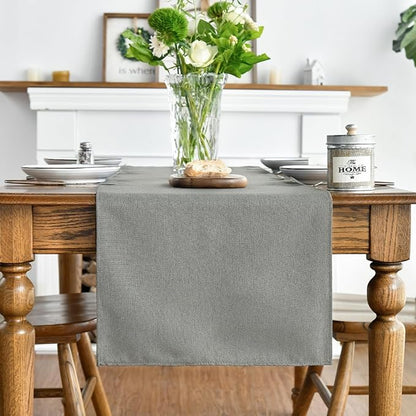 Artoid Mode Light Grey Table Runner, Seasonal Washable Kitchen Dining Table Decoration for Home Party Decor 13x72 Inch