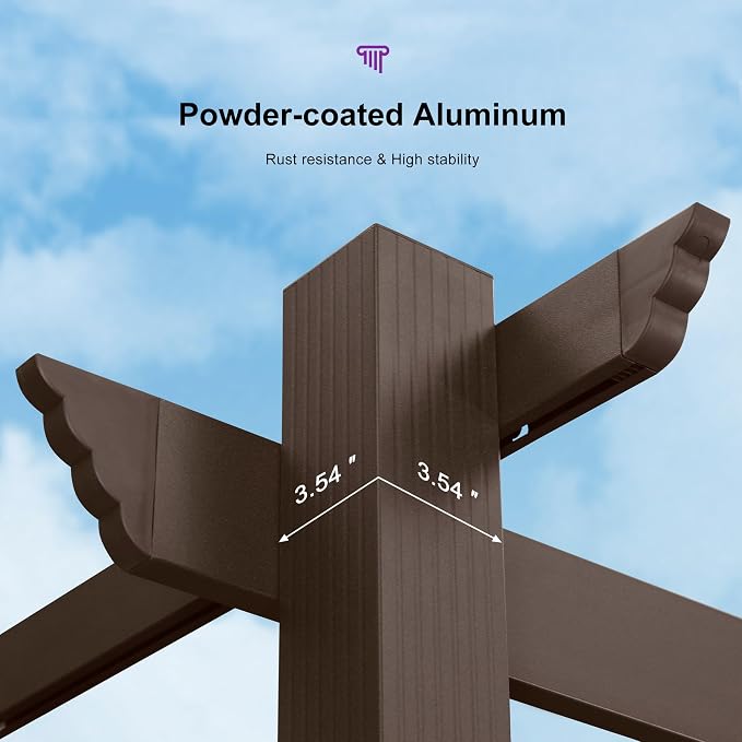 PURPLE LEAF Patio Pergola 10' x 13' Retractable Canopy Metal Frame, All-aluminum - Image 6