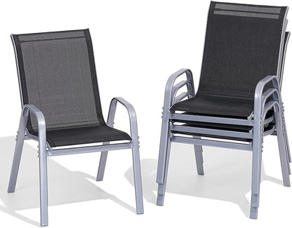Patio Chairs Set of 4, All Weather Outdoor Dining Chairs | Stackable Dining by Dovov