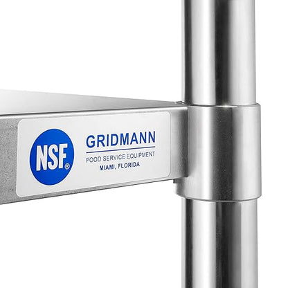 GRIDMANN Stainless Steel Work Table 18 x 30 Inches, NSF Commercial Kitchen Prep Table with Under Shelf for Restaurant and Home