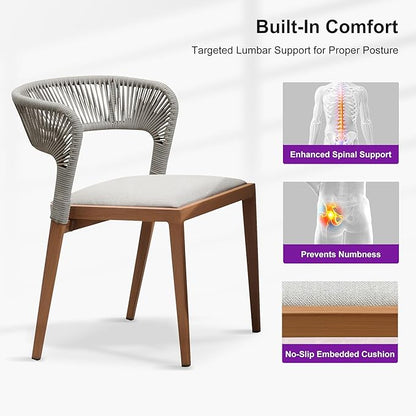 PURPLE LEAF Patio Dining Set for 6 Furniture Set Aluminum Rattan Wicker Patio Table and Chairs Set for Lawn Backyard Deep Teak