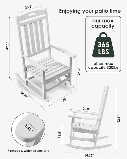 Outdoor Rocking Chair Set of 4, All-Weather Resistant Poly Lumber Rocker Chair - Image 2