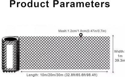 39.3IN x 65.6FT Garden Plastic Wire Mesh Fencing, Black Plastic Safety Fence Roll Poultry Breeding Netting Balcony Protection Net for Gardening Animal Pet Vegetable(Size:39.3INx65.6FT-Mesh 0.47IN)