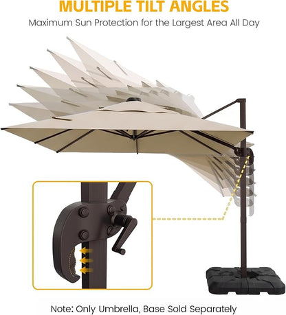 9x12 FT Patio Cantilever Umbrella, Rectangular Heavy Duty Offset Umbrella - Image 4