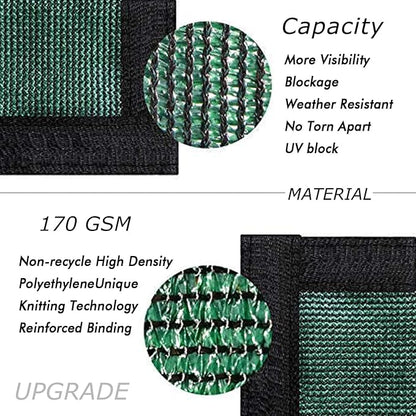 UPGRADE Privacy Fence Screen 8'x7' Dark Green Outdoor 90% Visibility Blockage 170 GSM Mesh Shade Cover Panels for Backyard,Balcony,Home Decoration with Zip Ties,Customized Avaliable