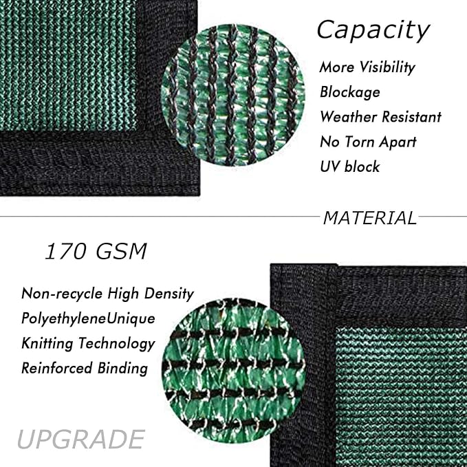 UPGRADE Privacy Fence Screen 6'x22' Dark Green Outdoor 90% Visibility Blockage 170 GSM Mesh Shade Cover Panels for Backyard,Balcony,Home Decoration with Zip Ties,Customized Avaliable