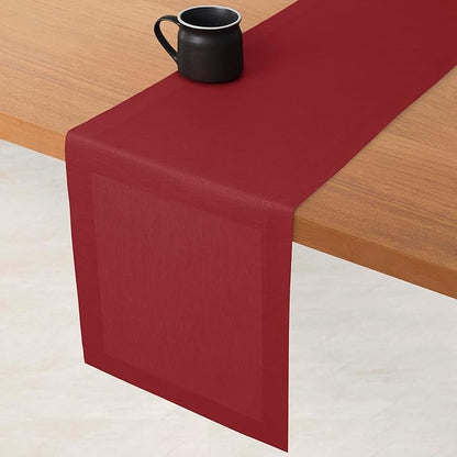 D'Moksha Homes Linen Red Table Runner 60 Inches - 100% Pure Linen Table Runner 14 x 60 Inch for Coffee Tables, Dresser, Valentines, Holiday - Machine Washable