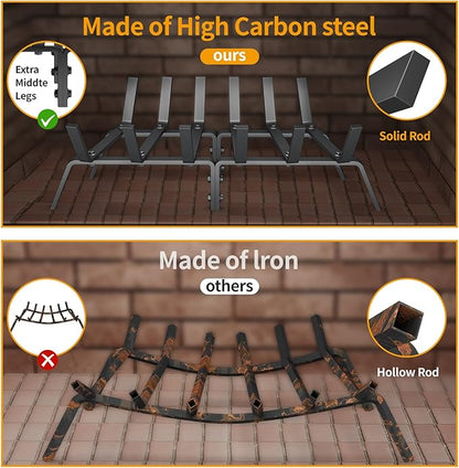 Fireplace Grate, 27 inch Solid Fireplace Log Holder, Heavy Duty Cast Iron Firewood Log Burning Rack Fire Grates for Inside Fireplace Accessories