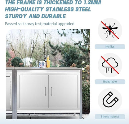 Outdoor Kitchen Door, 30" W21 H Outdoor Kitchen Access Door, Stainless Steel BBQ Double Door, Available for Outdoor Kitchen Island or Outdoor Kitchen.