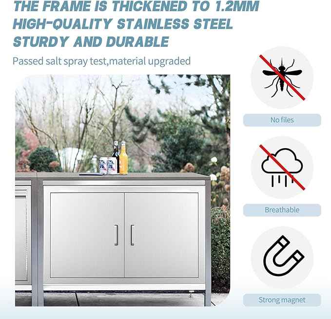 Outdoor Kitchen Door, 36" W21 H, Stainless Steel BBQ Double Door, Island or Outdoor Kitchen Access