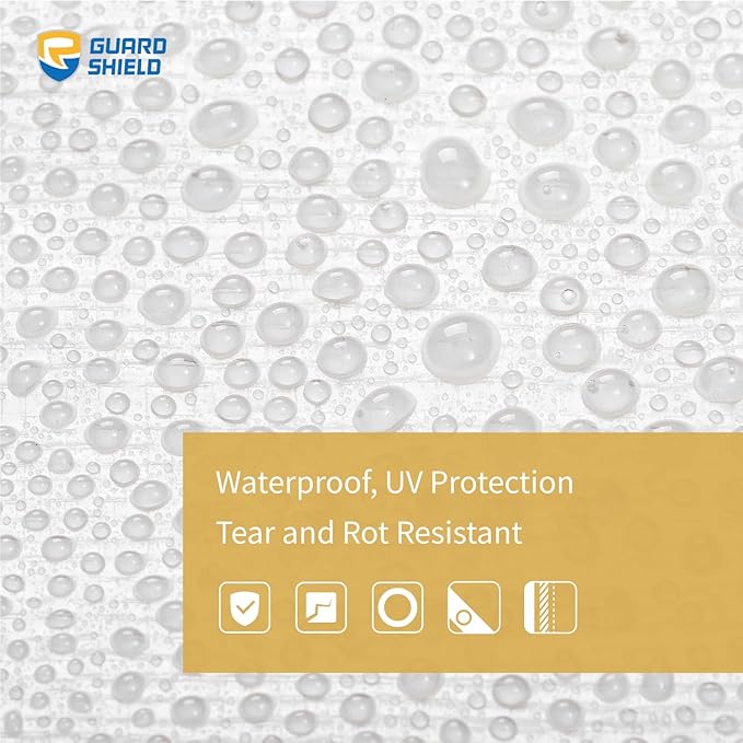 GUARD SHIELD Heavy Duty Tarp 10x10 Feet White Multi Purpose Thick Waterproof Poly Tarp Cover 10mil