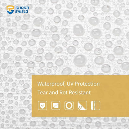 GUARD SHIELD Heavy Duty Tarp 20x20 Feet White Multi Purpose Thick Waterproof Poly Tarp Cover 10mil