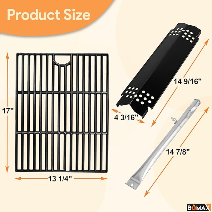 BQMAX Grill Replacement Parts for Nexgrill 4 Burner 720-0830X, Grill Grate, Grill Burner and Heat Plates for Nexgrill Replacement Parts, Grill Parts Kit for Nexgrill 720-0830X Replacement Parts