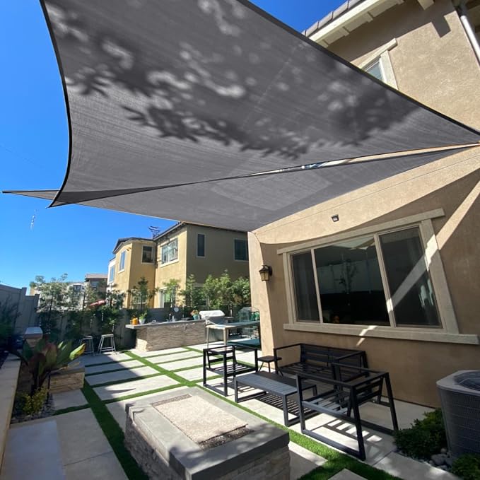 Sun Shade Sail 8' x 12' x 14.4' Dark Grey Rectangle Canopy Sail Shade Cover UV by SUNLAX