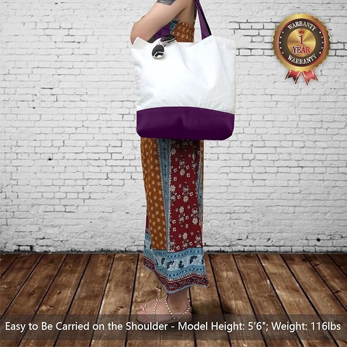 TOPDesign 3-Pack Super Strong Large 12oz Cotton Canvas Tote Bags, Reusable Grocery Shopping Cloth Bags, Fashionable Two-Tone Totes for Crafts, DIY Your Creative Designs