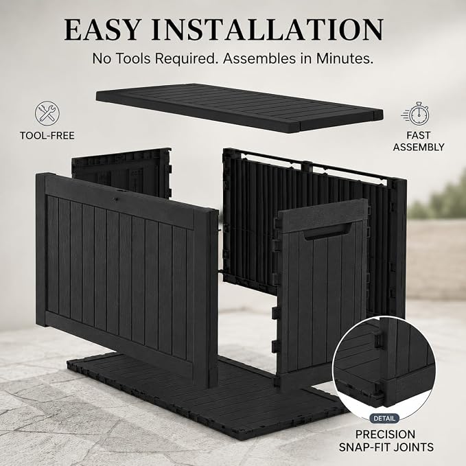 150 Gallon Outdoor Storage Box Resin Deck Box All Weather Waterproof Large - Image 5