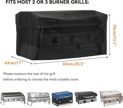 25" Grill Cover for Gas Grill Stoves, Waterproof Barbecue BBQ Cover for Blackstone, Cuisinart, Royal Gourmet, Pit Boss, Monument, Fits Onlyfire GS307 GS309, Pizza Oven, Wood Pellet Smoker, CV700