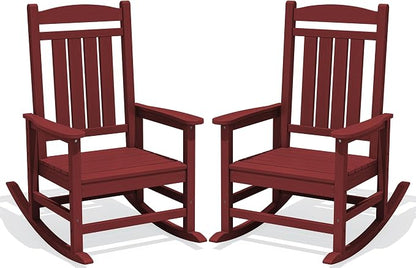 Oversized Outdoor Rocking Chairs Set of 2, HDPE Porch Rockers by KINGYES
