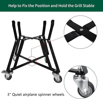 Medium BGE Nest,Grill Stand for BGE Accessories, Rolling Nest with Heavy Duty Locking Caster Wheels Powder Coated Steel for BGE Smoker Kamado Joe Grill Stand Accessories
