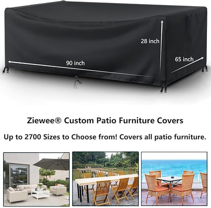 Patio Furniture Covers Outdoor Table Cover Waterproof Rectangular 420D Garden Dining Table Cover Wind Dust Proof Anti-UV Patio Sectional Couch Cover Table and Chair Set Covers 90"Lx65"Wx28"H Black