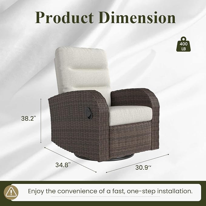 Oversized Wicker Outdoor Swivel Glider Recliner - Image 2