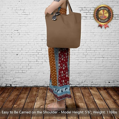 TOPDesign 1-Pack Super Strong Large 12oz Cotton Canvas Tote Bag, Reusable Grocery Shopping Cloth Bag, Fashionable Two-Tone Tote for Crafts, DIY Your Creative Designs