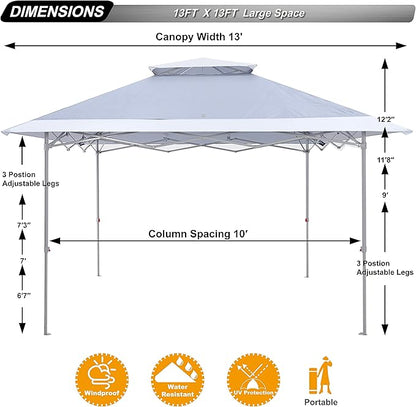 ABCCANOPY Easy Set-up 13x13 Canopy Tent 169 sq.ft Sun Shade Light Gray