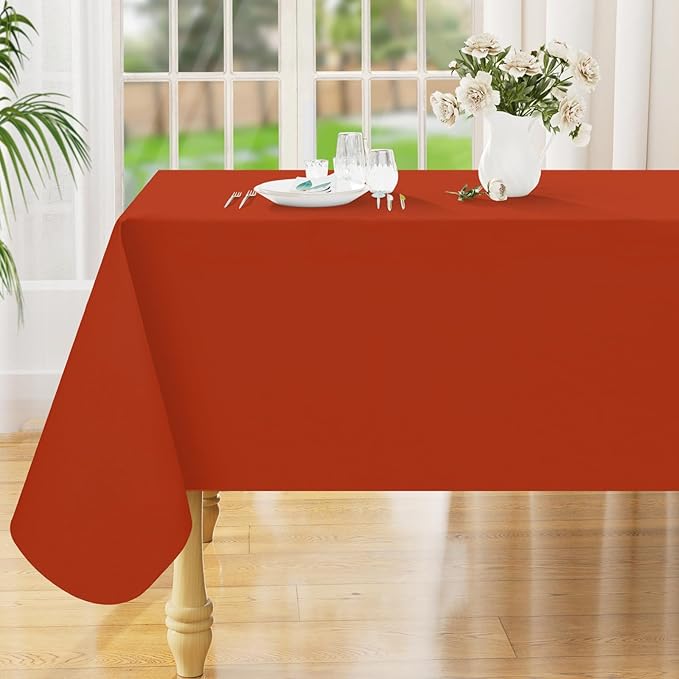 Smiry Rectangle Table Cloth 60x102 Inch, Waterproof Wipeable Vinyl Tablecloths Protector, Oil Spill Proof Plastic Table Cover for Dining, Picnic, Camping, Outdoor, Rust