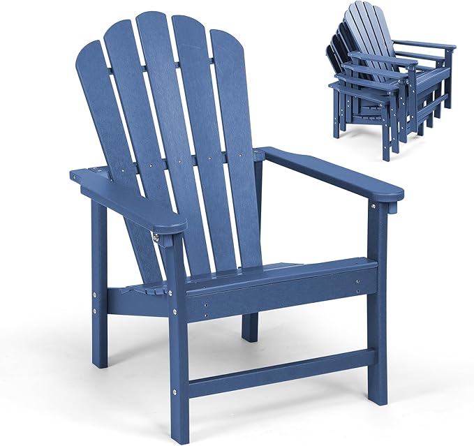 Oversized Stackable Adirondack Chair, HDPE All-Weather Fire Pit Chair | by Mguio