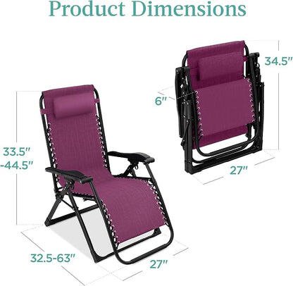 Best Choice Products Oversized Zero Gravity Chair, Folding Outdoor Patio - Image 2